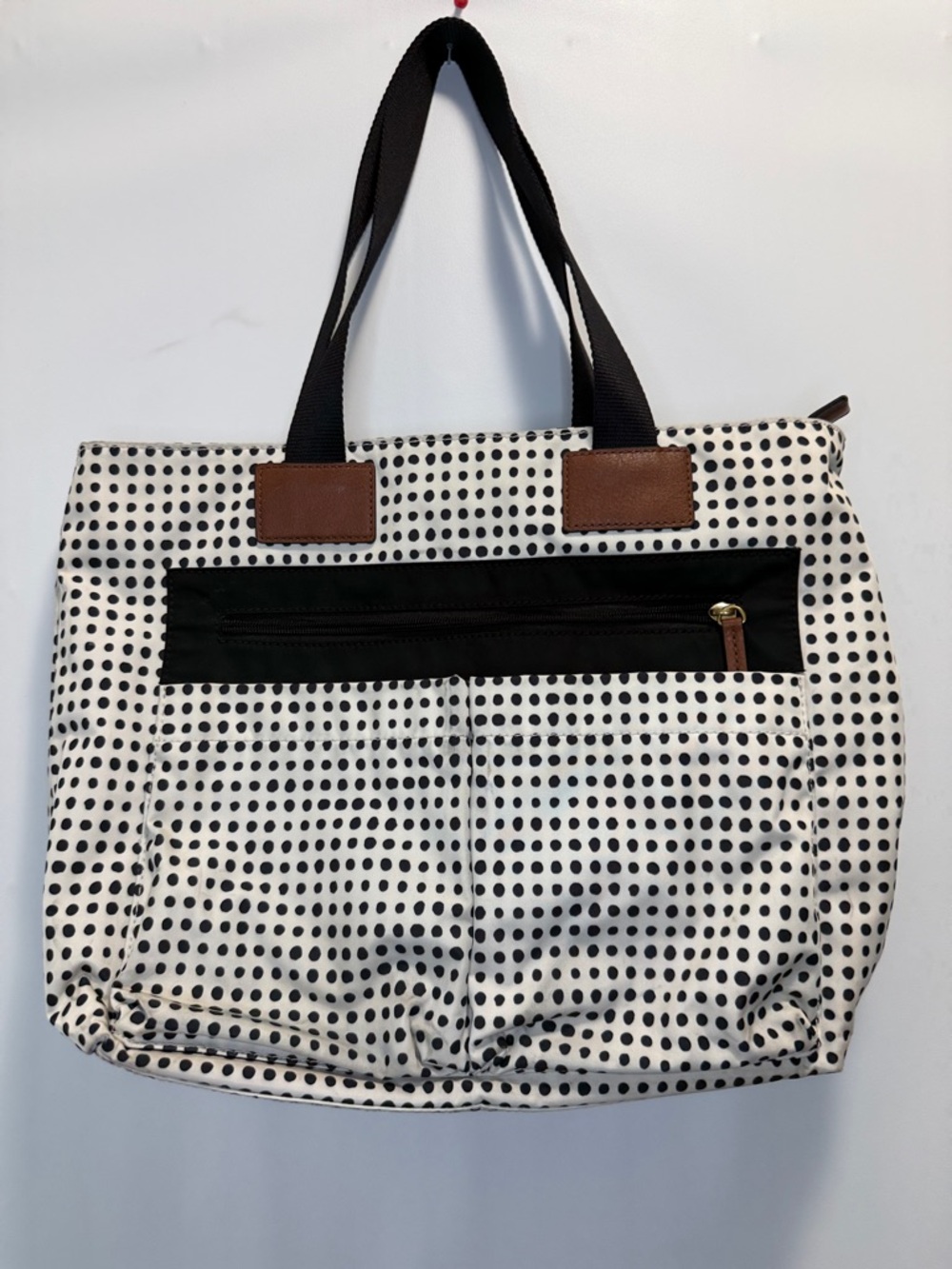Fossil  Black and White Polka Dot Tote Bag maternity business travel